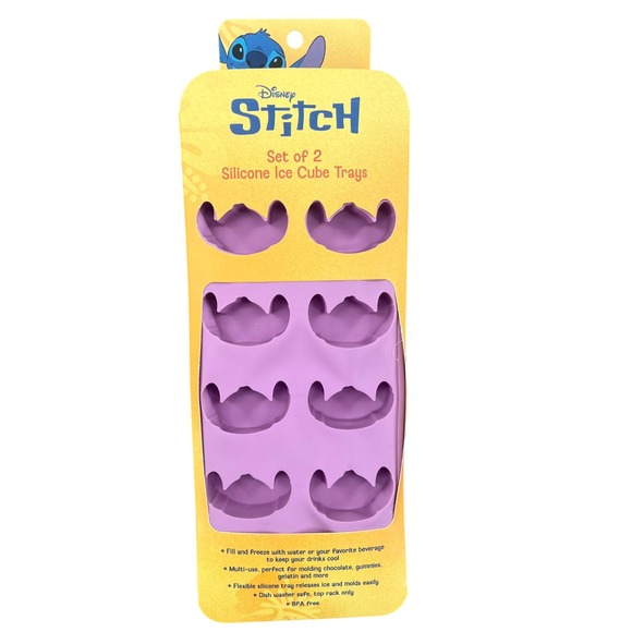 Disney Other - Disney Stitch Silicone Ice Cube Trays Set of 2 Purple New BPA Free Molds